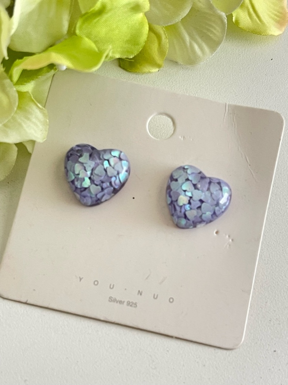 Purple Heart Confetti Stud Earrings